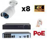 Kit vidéo-surveillance 8 caméras tube IP UltraHD 4K - 8 Mp POE