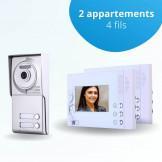 Portier interphone vidéo CLASSIC 4 Fils - 2 appartements - 2 écrans blancs