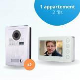 Portier interphone vidéo MODERN 2 Fils pour 2 entrées - 1 appartement - 2 platines - 1 écran blanc