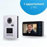 Portier interphone vidéo MODERN 2 Fils - 1 appartement - 1 écran noir - avec lecteur de badge