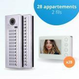 Portier interphone vidéo MODERN 2 Fils - 28 appartements - 28 écrans blancs