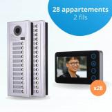 Portier interphone vidéo MODERN 2 Fils - 28 appartements - 28 écrans noirs