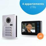 Portier interphone vidéo MODERN 2 Fils - 4 appartements - 4 écrans noirs