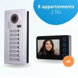 Portier interphone vidéo MODERN 2 Fils - 8 appartements - 8 écrans noirs