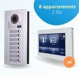 Portier interphone vidéo MODERN 2 Fils - 8 appartements - 8 écrans tactiles SMART 7" blanc