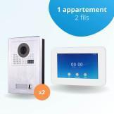 Interphone vidéo visiophone 1 appartement pour 2 entrées et 2 écrans connectés 7 pouces
