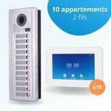 Interphone vidéo collectif pour copropriété de 3 appartements avec 3 écrans connectés 7 pouces