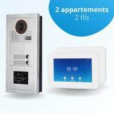 Interphone vidéo collectif pour copropriété de 2 appartements avec 2 écrans connectés 7 pouces