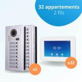 Interphone vidéo collectif pour copropriété de 32 appartements avec 32 écrans connectés 7 pouces