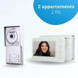 Portier interphone vidéo NEO 2 Fils - 2 appartements - 2 écrans blancs