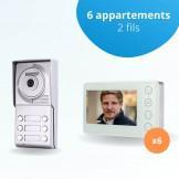 Portier interphone vidéo NEO 2 Fils - 6 appartements - 6 écrans blancs