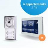 Portier interphone vidéo NEO 2 Fils - 6 appartements - 6 écrans tactiles SMART 7" blanc