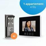 Portier interphone vidéo PILI 4 Fils pour 2 entrées - 1 appartement - 2 platines - 1 écran noir 7" - avec mémoire photos