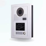 Platine de rue 1 bouton avec lecteur de badges pour système interphonie 4 fils