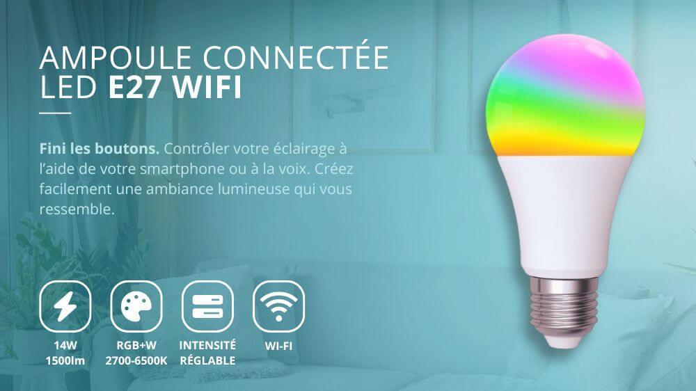 Ampoule connect&eacute;e WIFI E27 14W RGBW