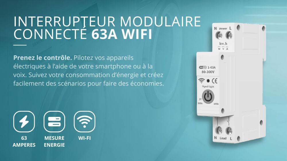 Interrupteur modulaire t&eacute;l&eacute;rupteur connect&eacute; WIFI 63A