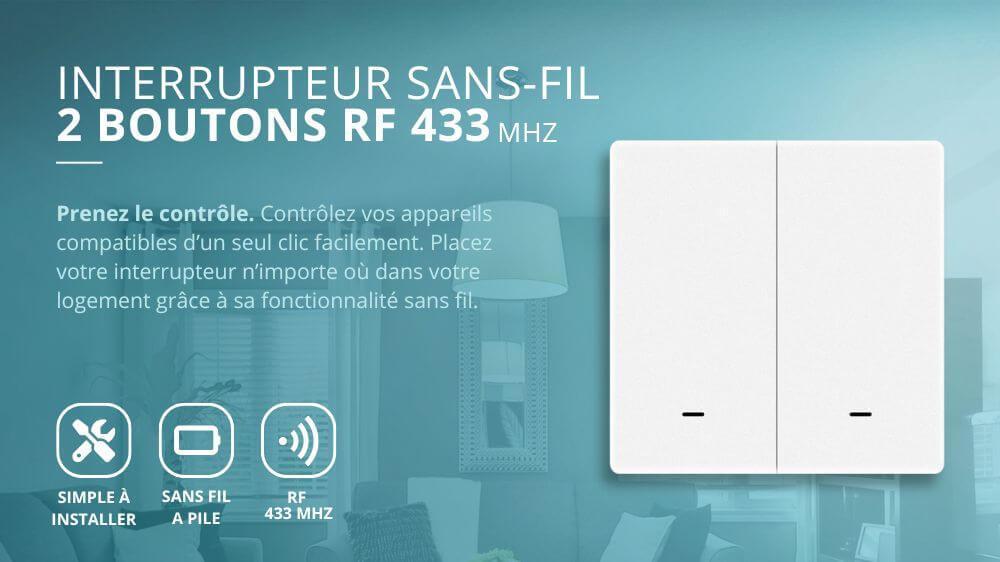 Interrupteur sans fil RF 433 2 boutons