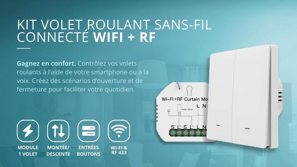 Kit volet roulant connect&eacute; WIFI avec interrupteur sans fil