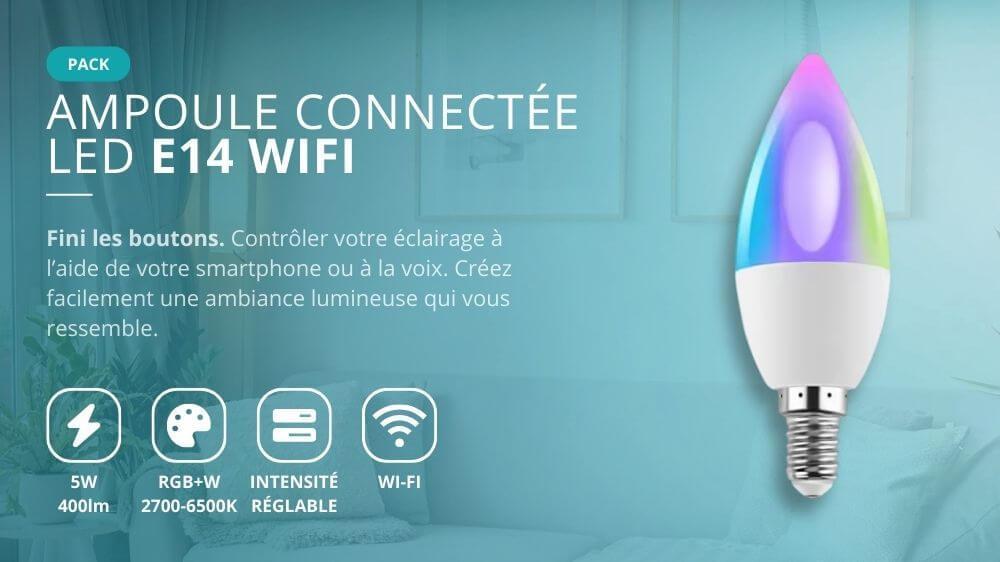 Pack 2 Ampoules connect&eacute;es WIFI E14 5W RGBW