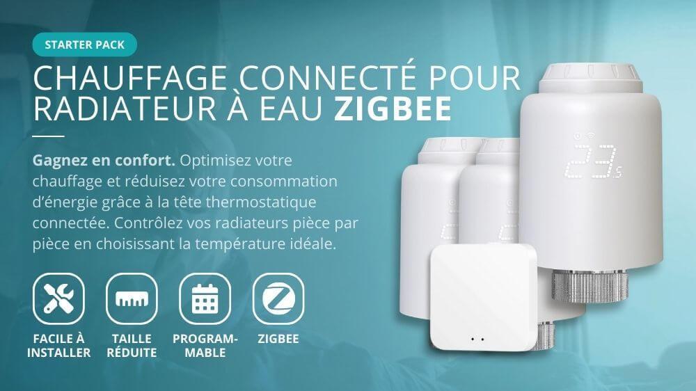 Pack de d&eacute;marrage de chauffage connect&eacute; programmable ZigBee pour radiateur &agrave; eau