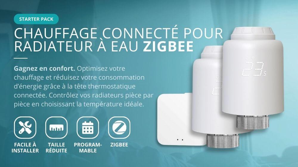 Pack de d&eacute;marrage de chauffage connect&eacute; programmable ZigBee pour radiateur &agrave; eau
