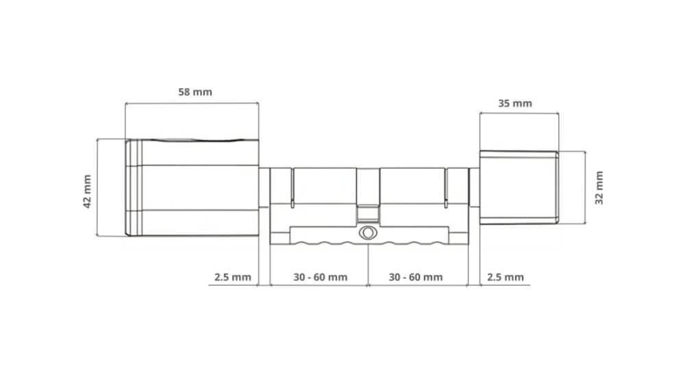 Dimensions du cylindre électronique LOCKY-10