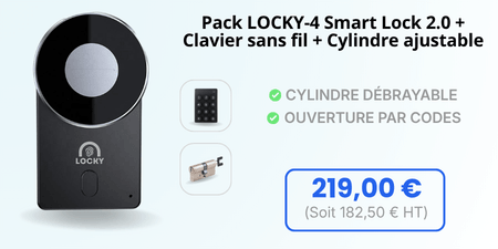 Pack Serrure connect&eacute;e LOCKY-4 Smart Lock 2.0 avec clavier et cylindre