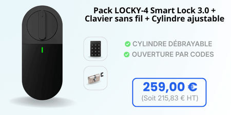 Pack Serrure connect&eacute;e LOCKY-4 Smart Lock 3.0 avec clavier et cylindre