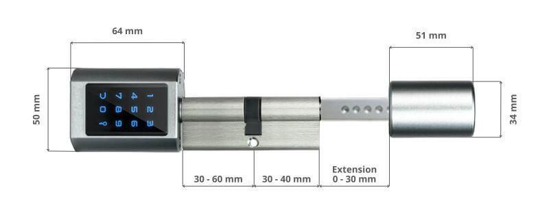 Dimensions du cylindre électronique LOCKY-6 V2