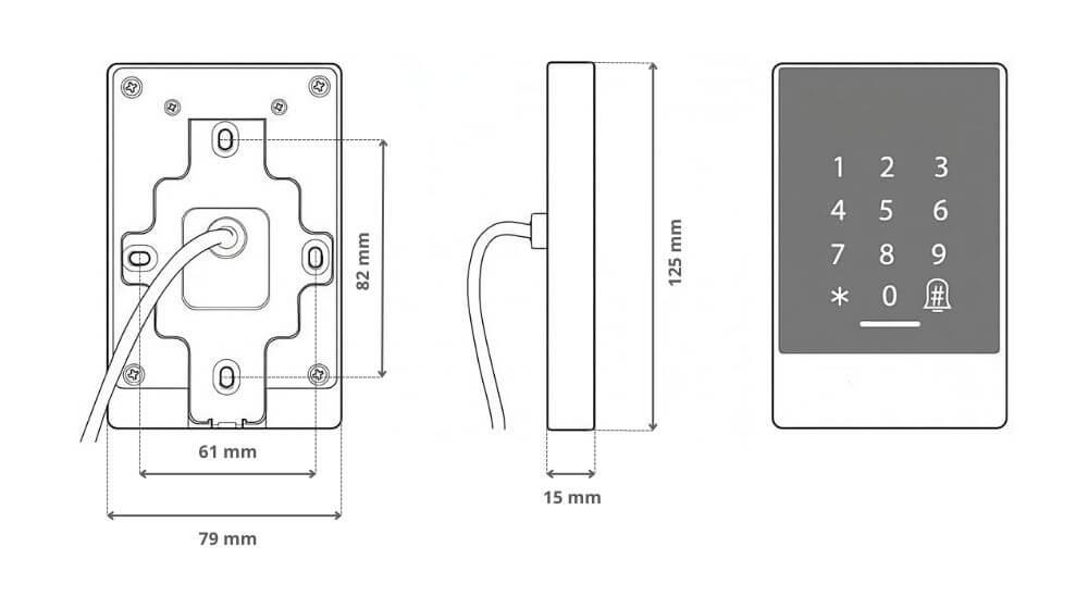 Dimensions du clavier électronique LOCKY-7