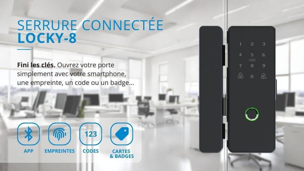 Serrure connectée électronique LOCKY-8 pour portes coulissante, battantes et baies-vitrées