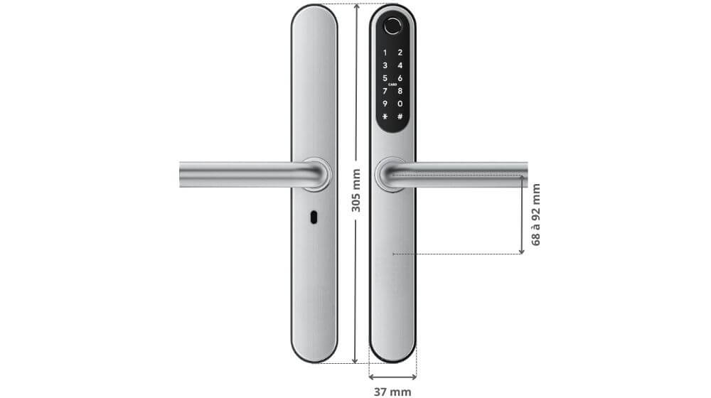 Dimensions de la serrure électronique LOCKY-9 V4 Sans Perçage