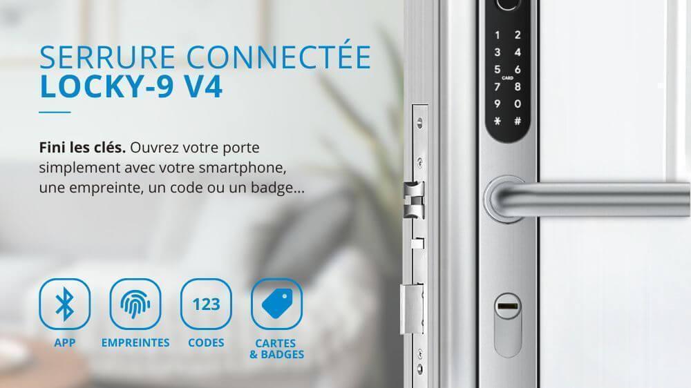 Serrure connect&eacute;e &eacute;lectronique LOCKY-9 V4
