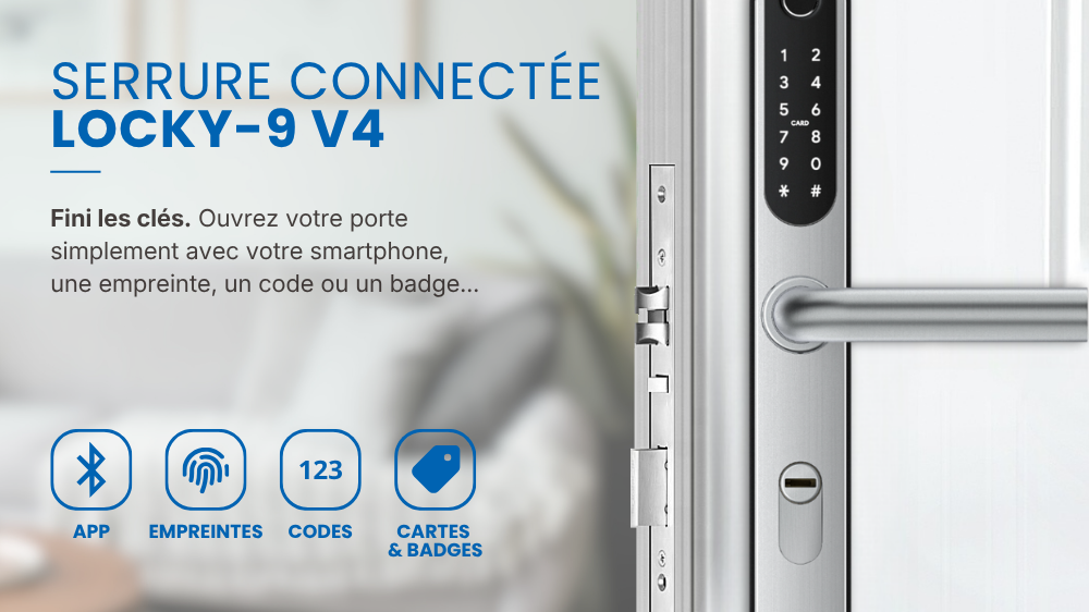 Serrure connect&eacute;e &eacute;lectronique LOCKY-9 V4