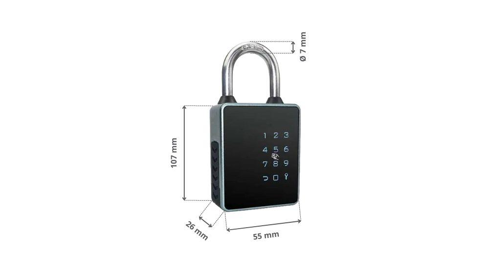 Dimensions du cadenas connecté LOCKY PAD