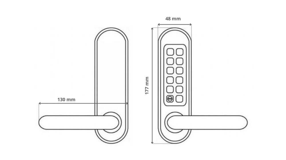 Dimensions de la serrure à code mécanique BT501